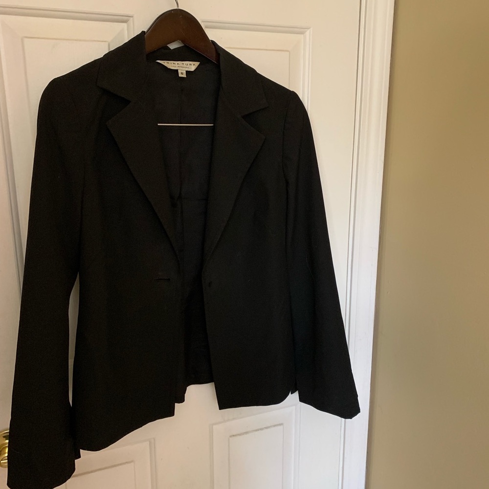 Vintage Trina Turk Black Blazer Jacket Bell Sleeve